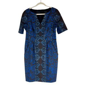 Nanette Lepore Size 12 Round Sheath Dress Blue/Black